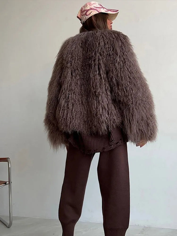 Fluffy Tassel Oversize Long Sleeve Coat