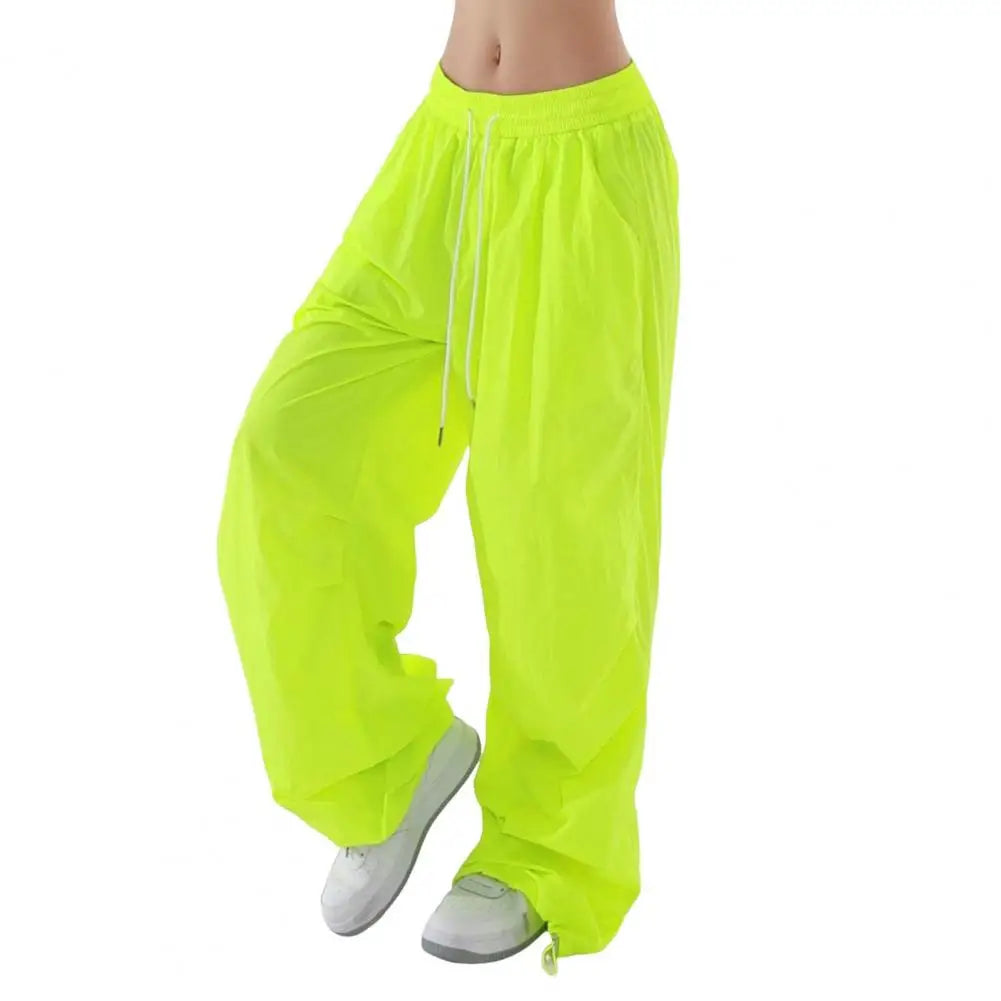 Fluorescent Drawstring Wide Leg Cargo Pant
