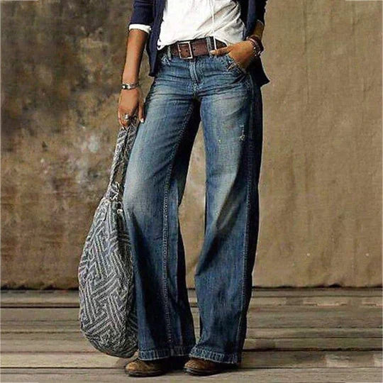 High Waist Wide Leg Distressed Flare Jeans 3
