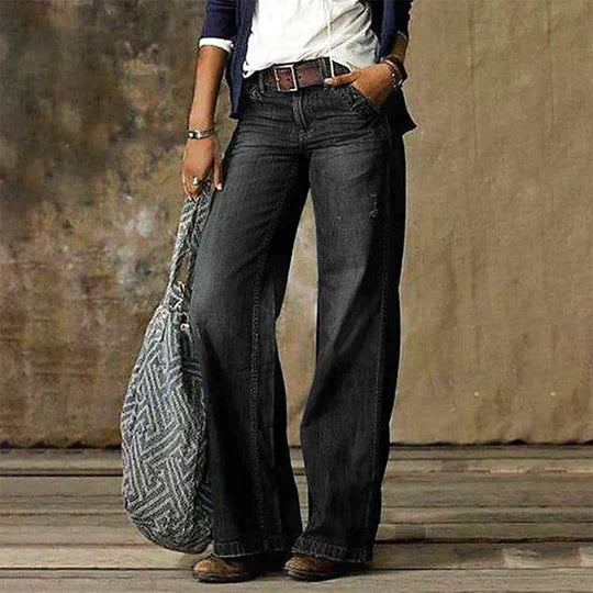 High Waist Wide Leg Distressed Flare Jeans 5