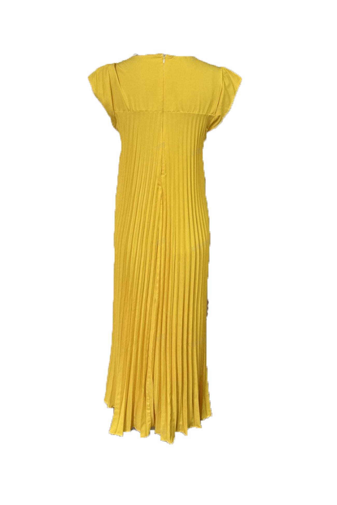 Crew Neck Cap Sleeve Pleated Dress - Fashionpara
