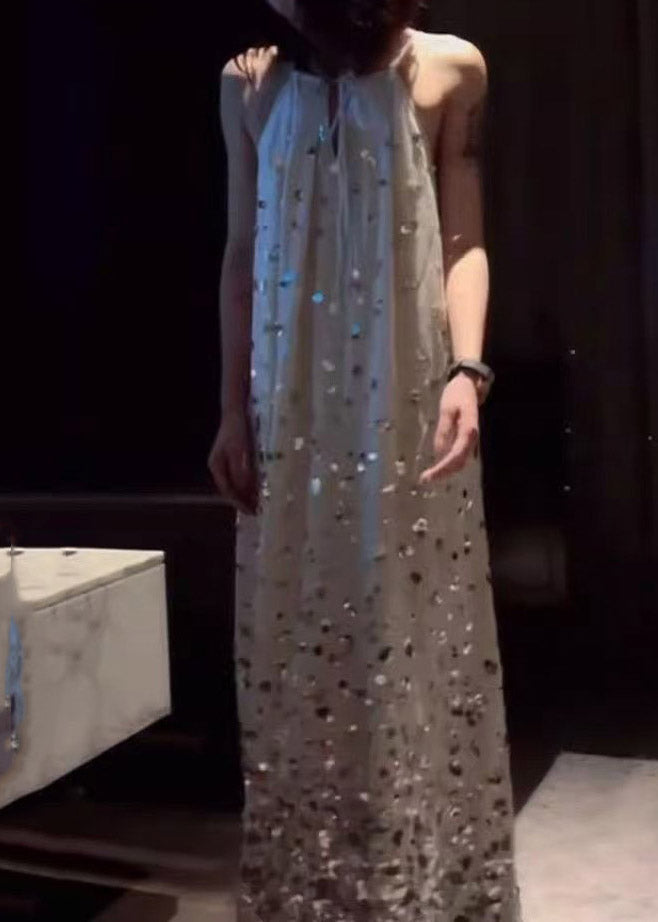 Sequin Halter Neck Keyhole Oversized Flowy Maxi Dress - View 2