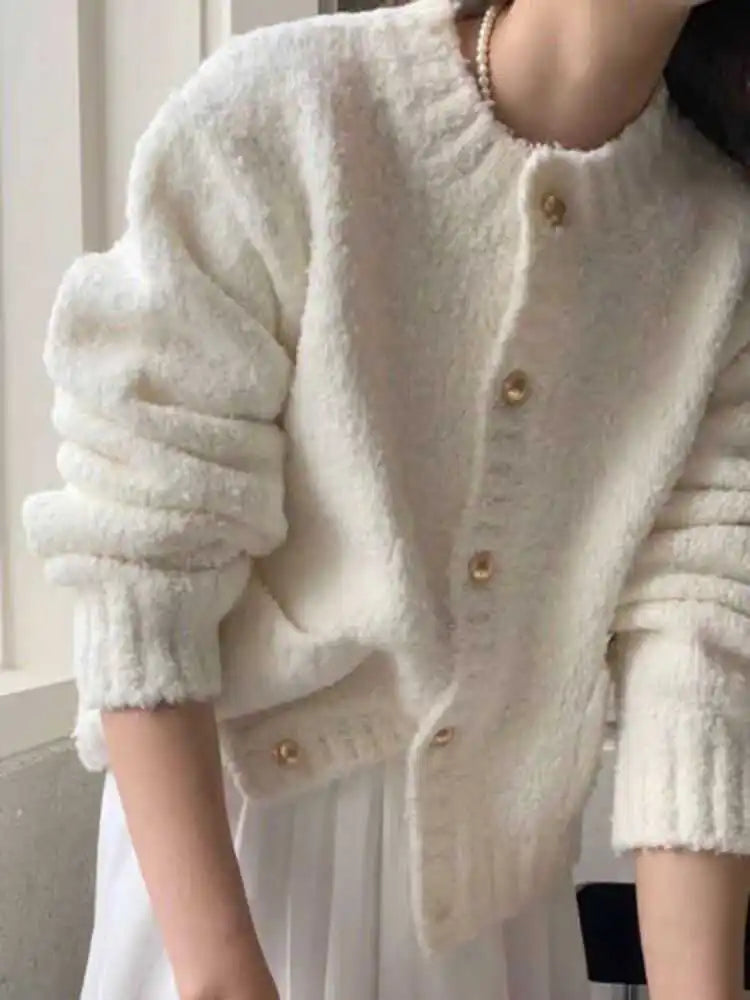 Milk White Single Breasted Cardigan