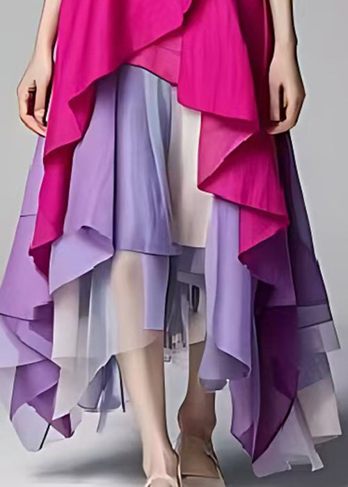 V-Neck Short Sleeve Tiered Tulle Handkerchief Hem Maxi Dress - View 5