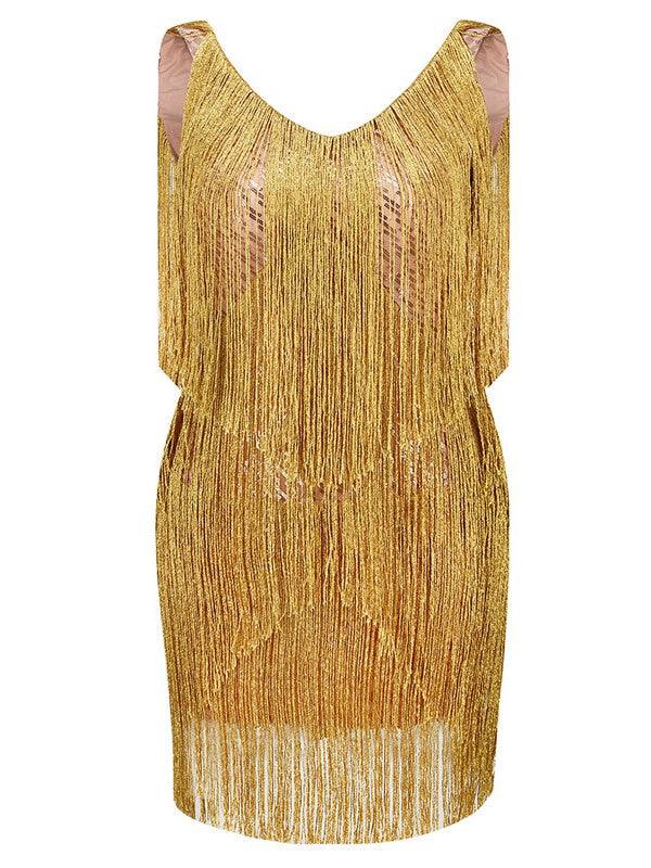 Frida V Neck Sequin Fringe Mini Dress