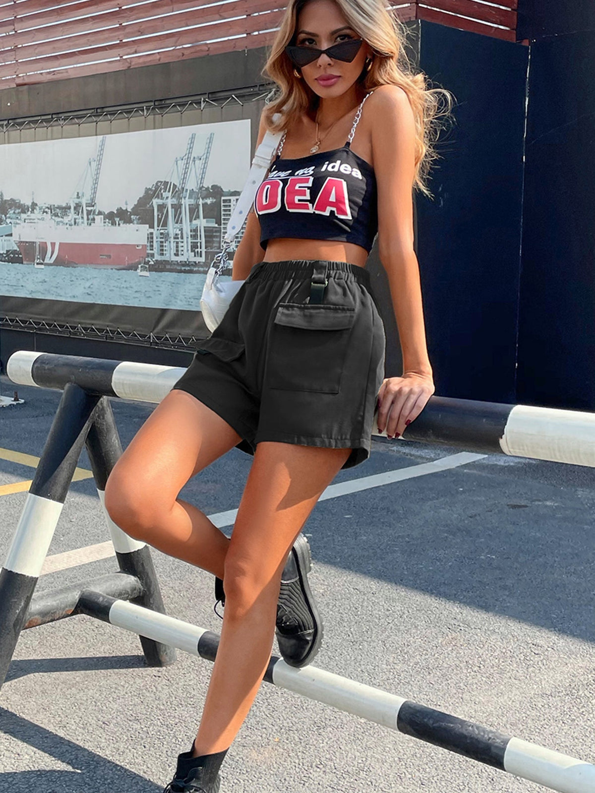 KittenAlarm - Front Pockets Wide Leg Shorts