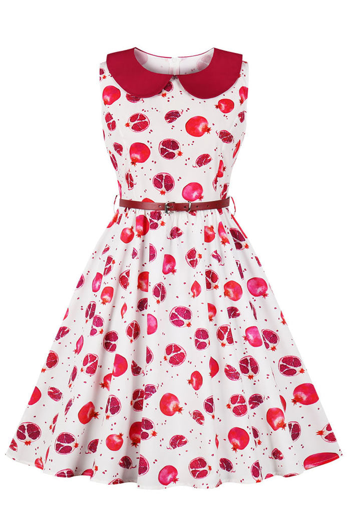 Fruit Print Sleeveless Retro Dress - Mislish