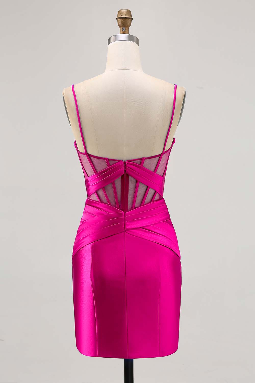 Royal Blue Satin Tight Ruched Corset Short Homecoming Dress with Slit