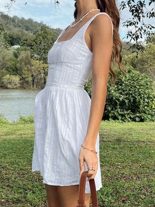 Square Neck Sleeveless Fit and Flare Mini Dress 4