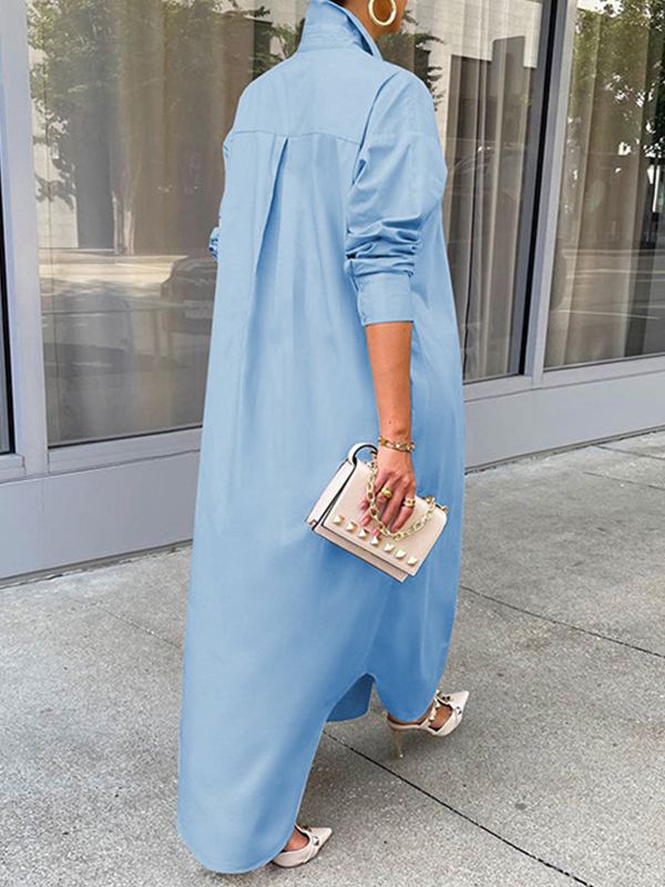 Solid Slit Shirt Dress  Fashionpara