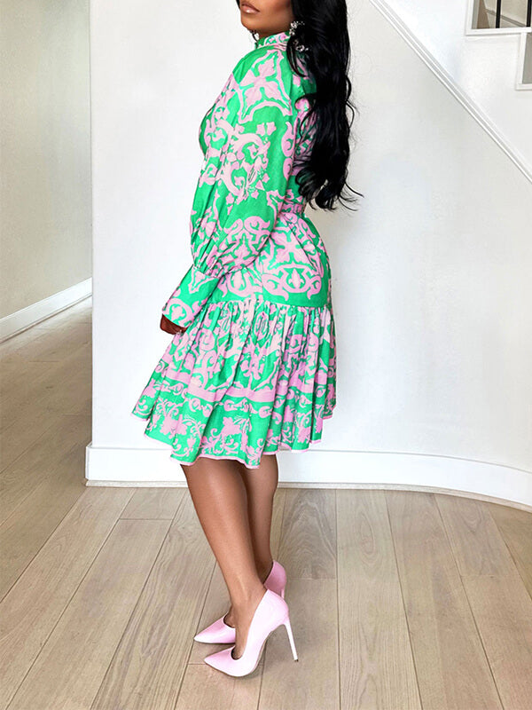 Printed Tied Shirt Dress Fashionpara