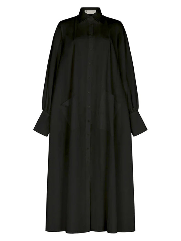 Solid Side-Slit Shirt Dress  Fashionpara