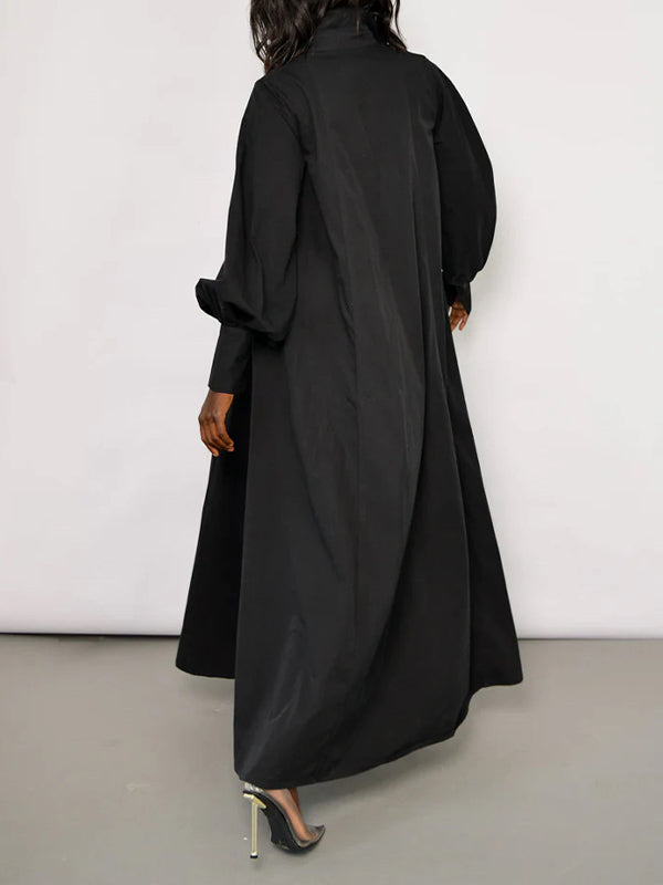 Solid Side-Slit Shirt Dress  Fashionpara