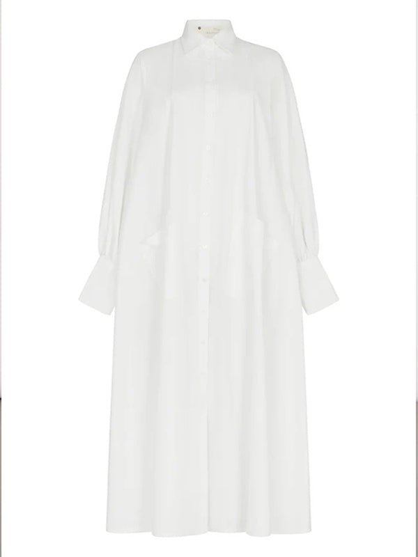 Solid Side-Slit Shirt Dress  Fashionpara