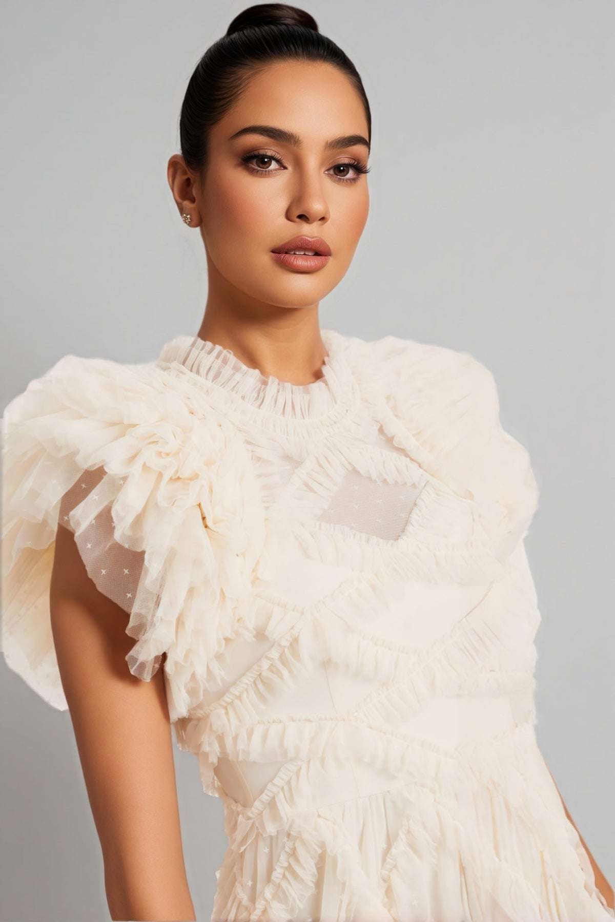 Miro Ruffle Mesh Maxi Dress - View 4