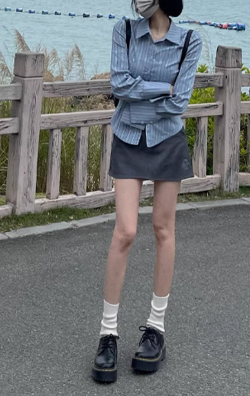 Striped Print Long Sleeved Shirt Top