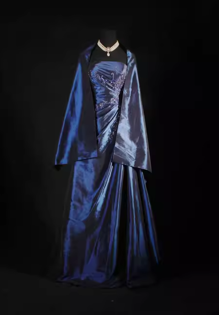 Vintage Ball Gown Strapless Navy Blue Satin Long Prom Dresses Party Dress SD1343