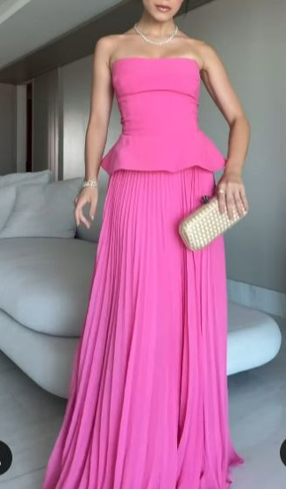 Cute Light Green Strapless Satin Chiffon Pleated Long Party Dress Formal Wedding Guest Dress D1145