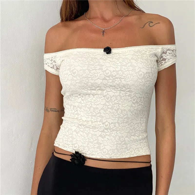 Floral Lace Wrap Milkmaid Crop Top