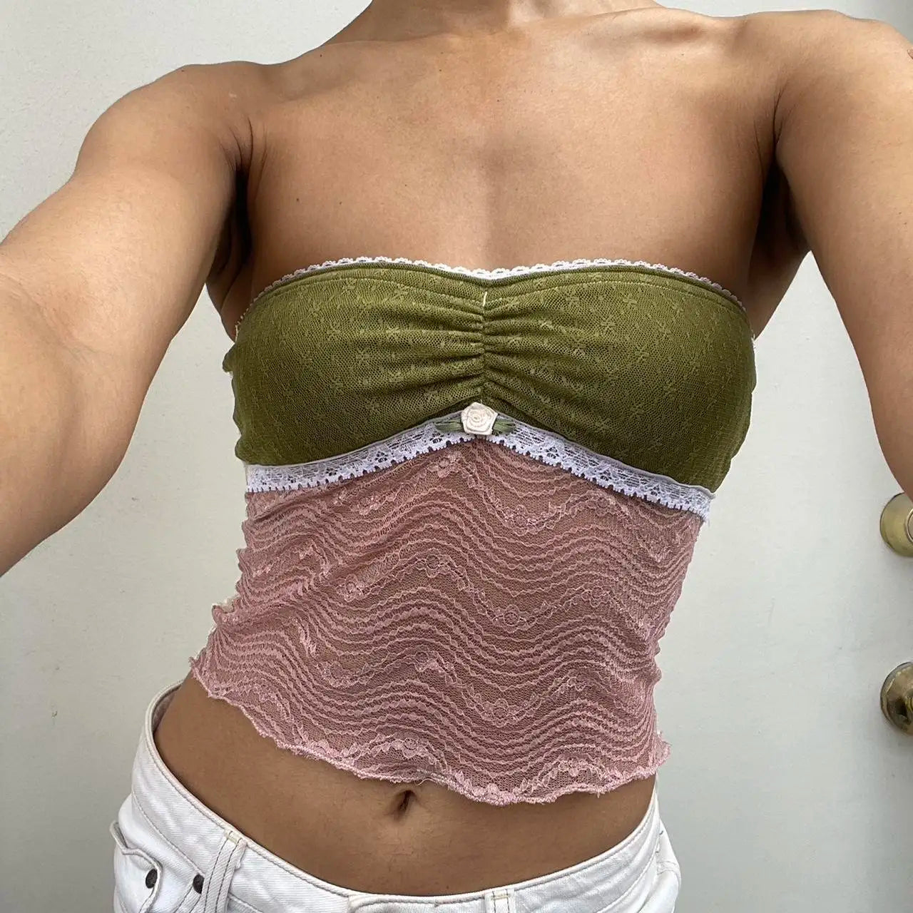 Floral See-Through Tube Crop Top
