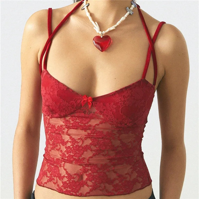 See-Through Lace Patch Crop Top