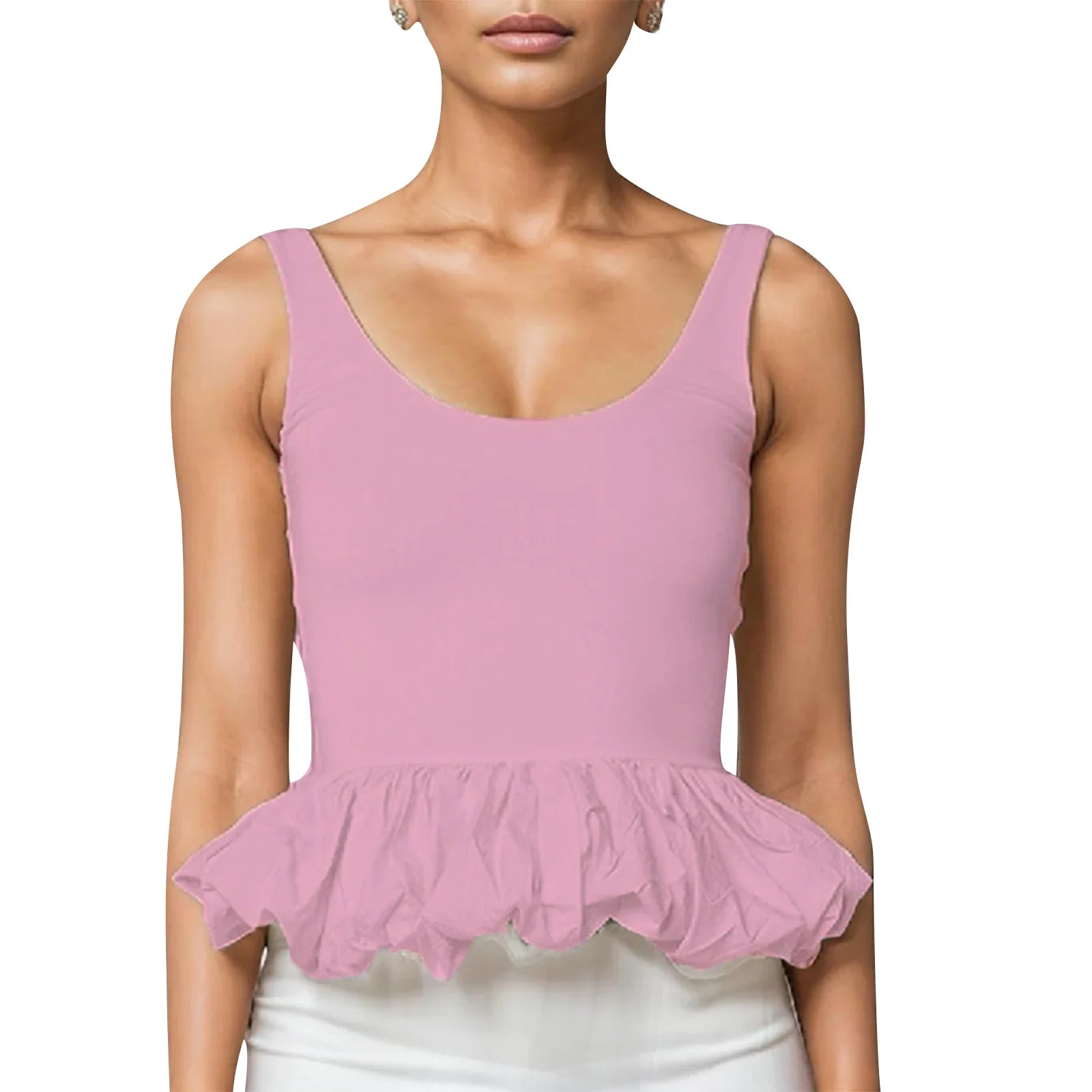 Ruffle Bubble Hem Crop Top