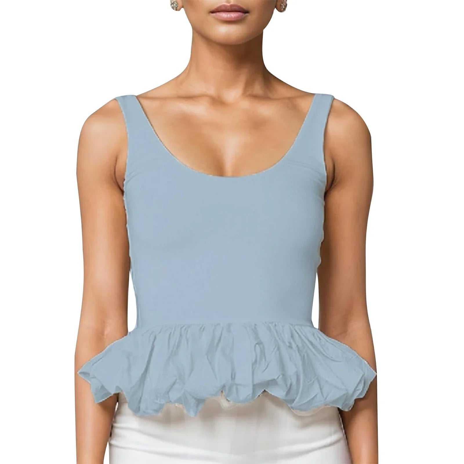 Ruffle Bubble Hem Crop Top