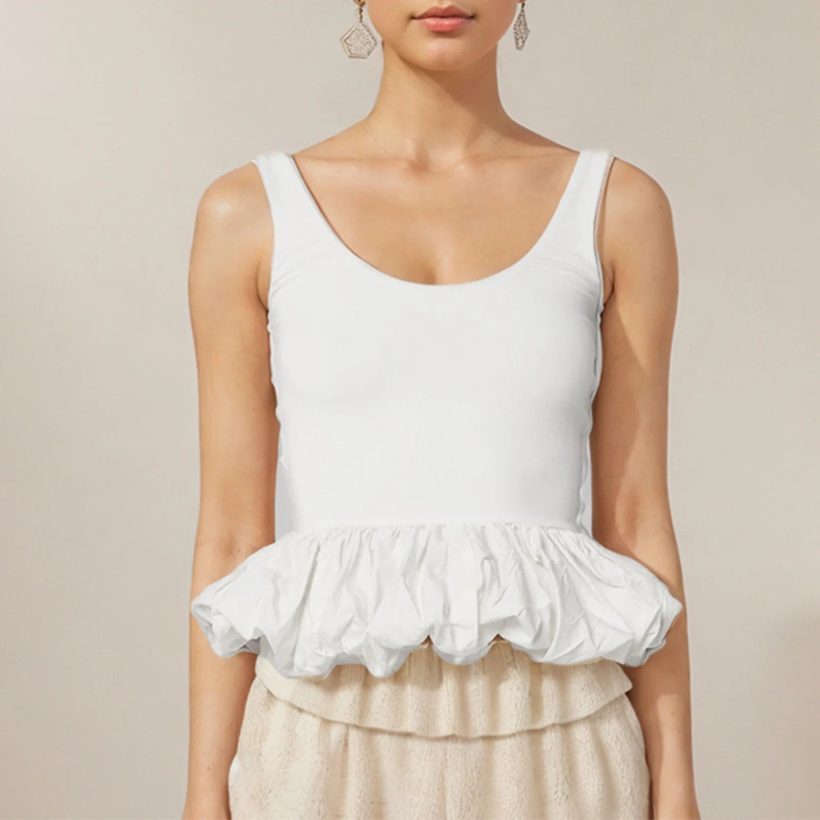 Ruffle Bubble Hem Crop Top
