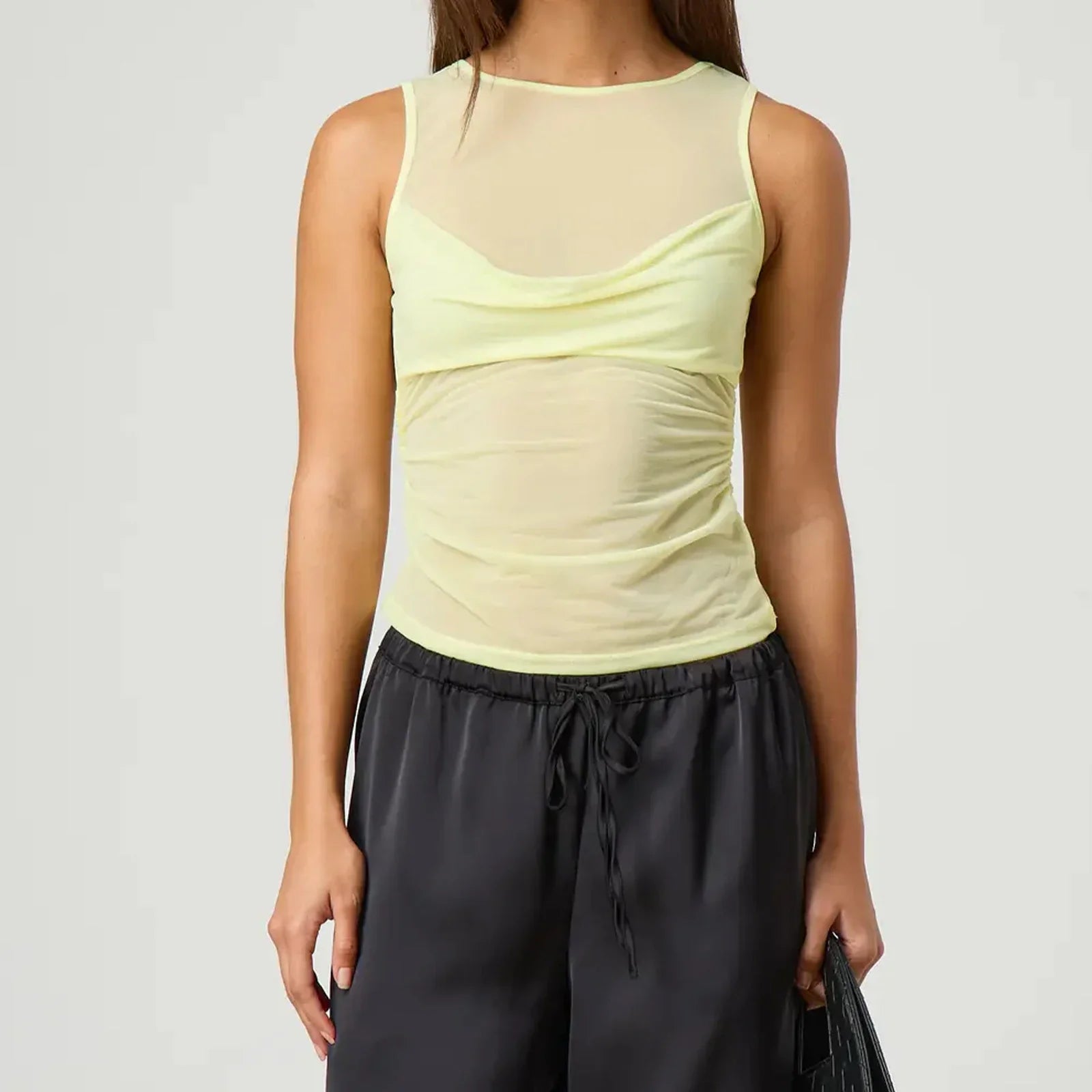 Sheer Mesh Layering Crop Top