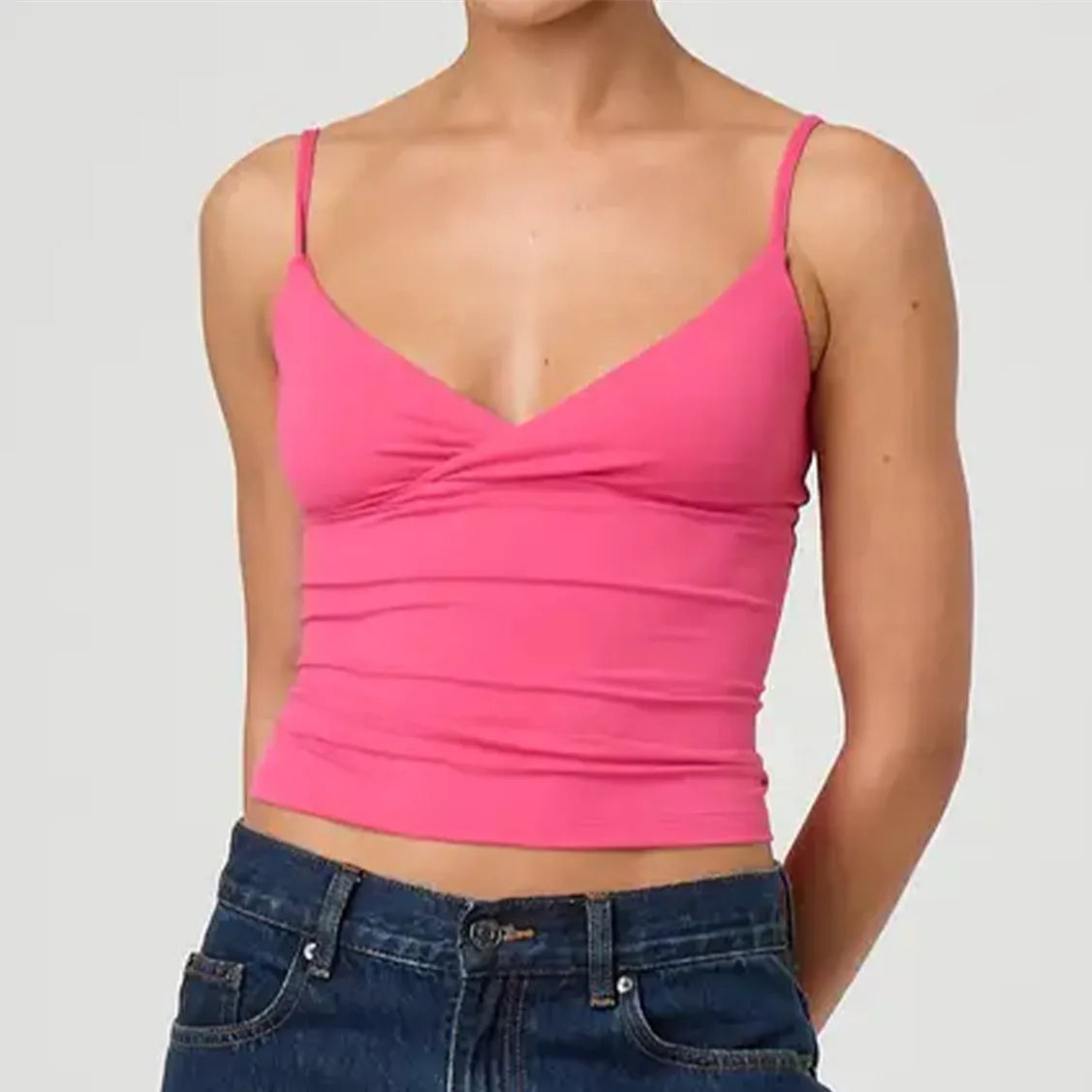 Spaghetti Strap V-Neck Crop Top