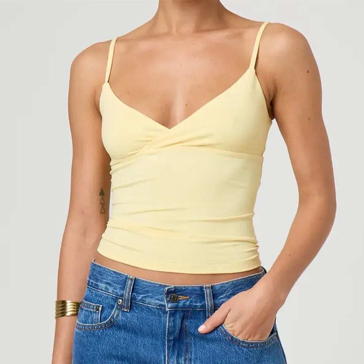 Spaghetti Strap V-Neck Crop Top