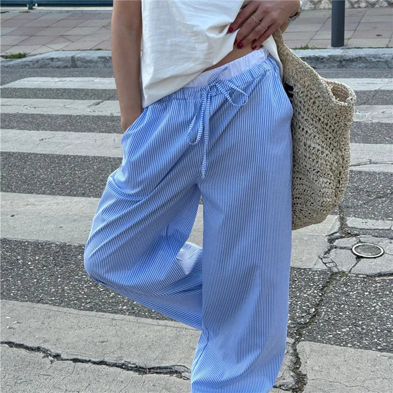 Plaid Print Elastic Drawstring Work Office Pant