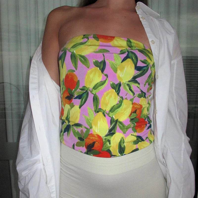 Wrap Chest Strapless Crop Top