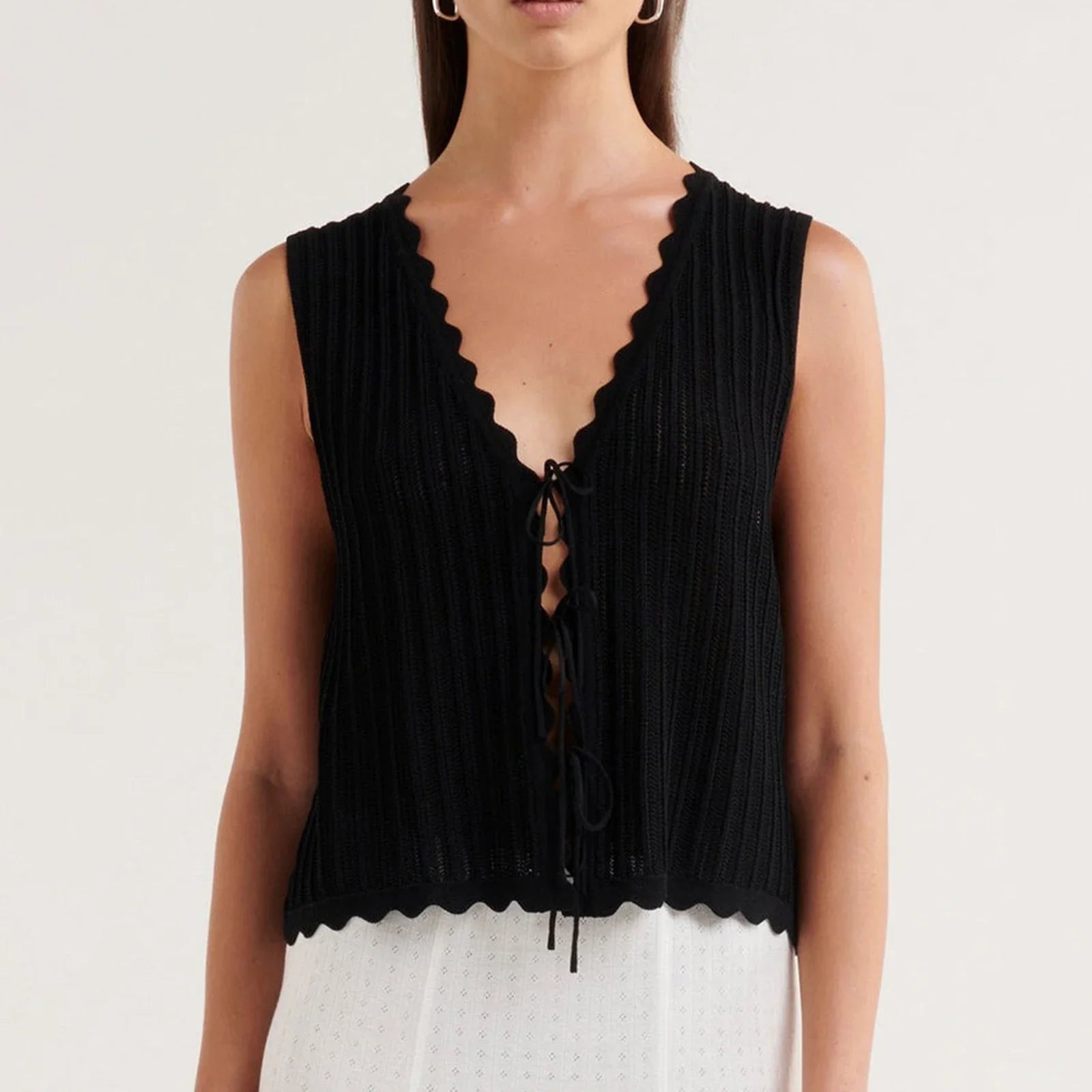 Open Front Crochet Crop Top