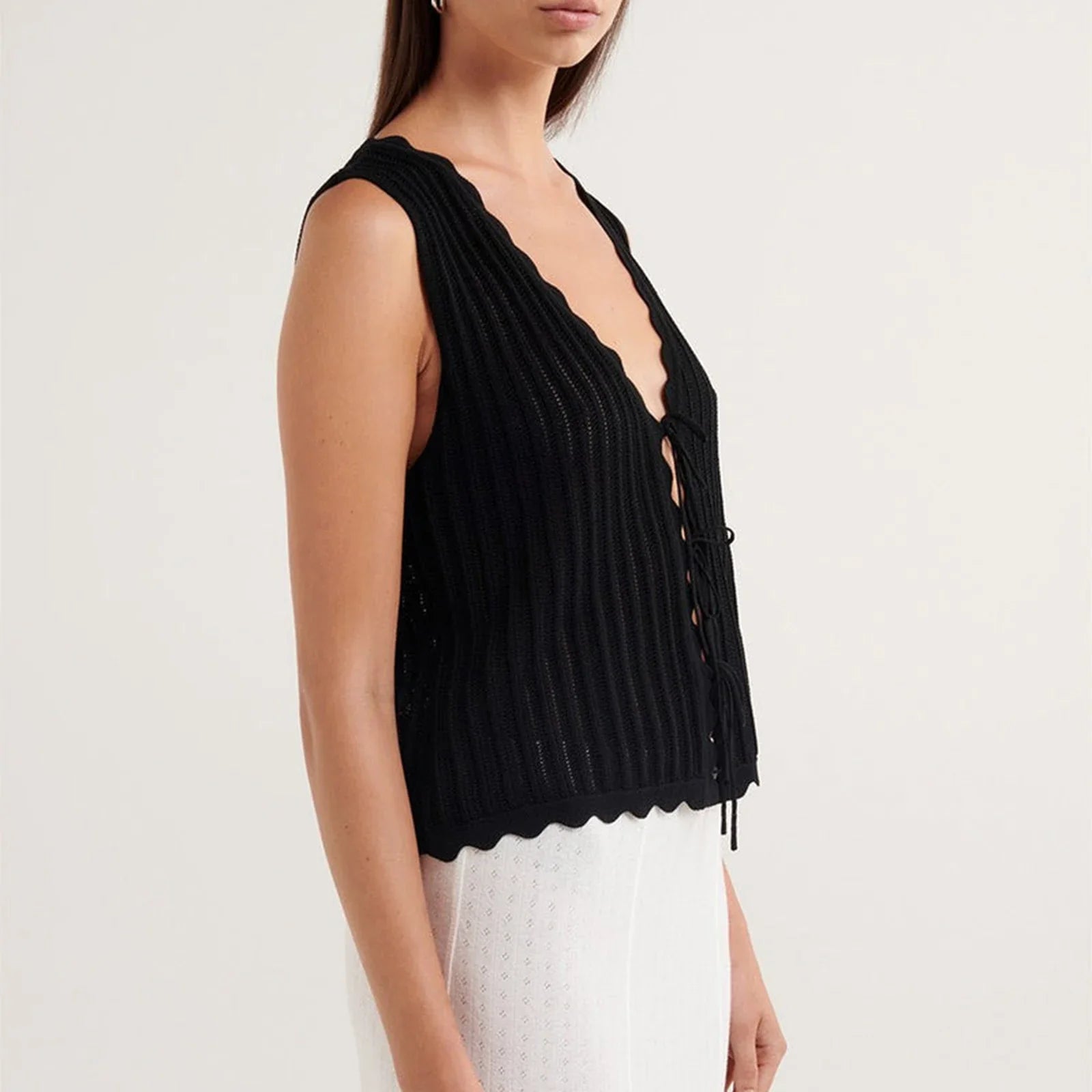 Open Front Crochet Crop Top