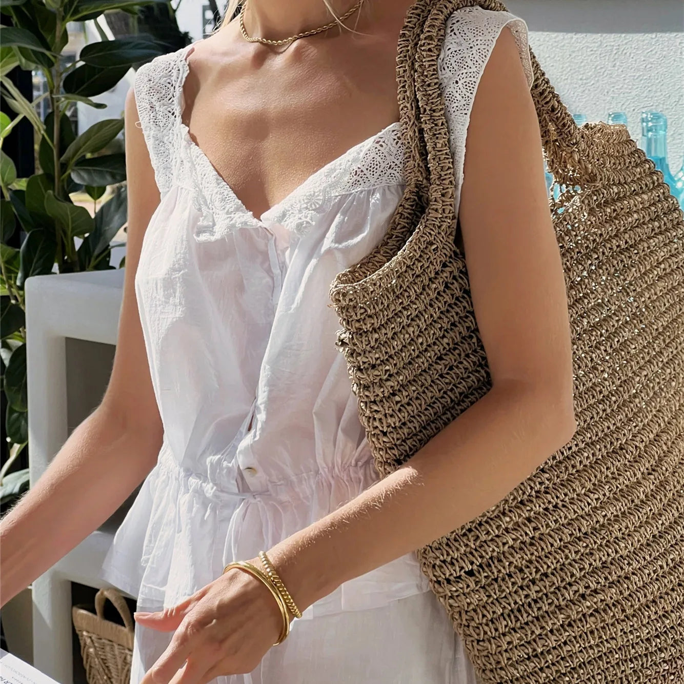 Lace Button Down Crop Top