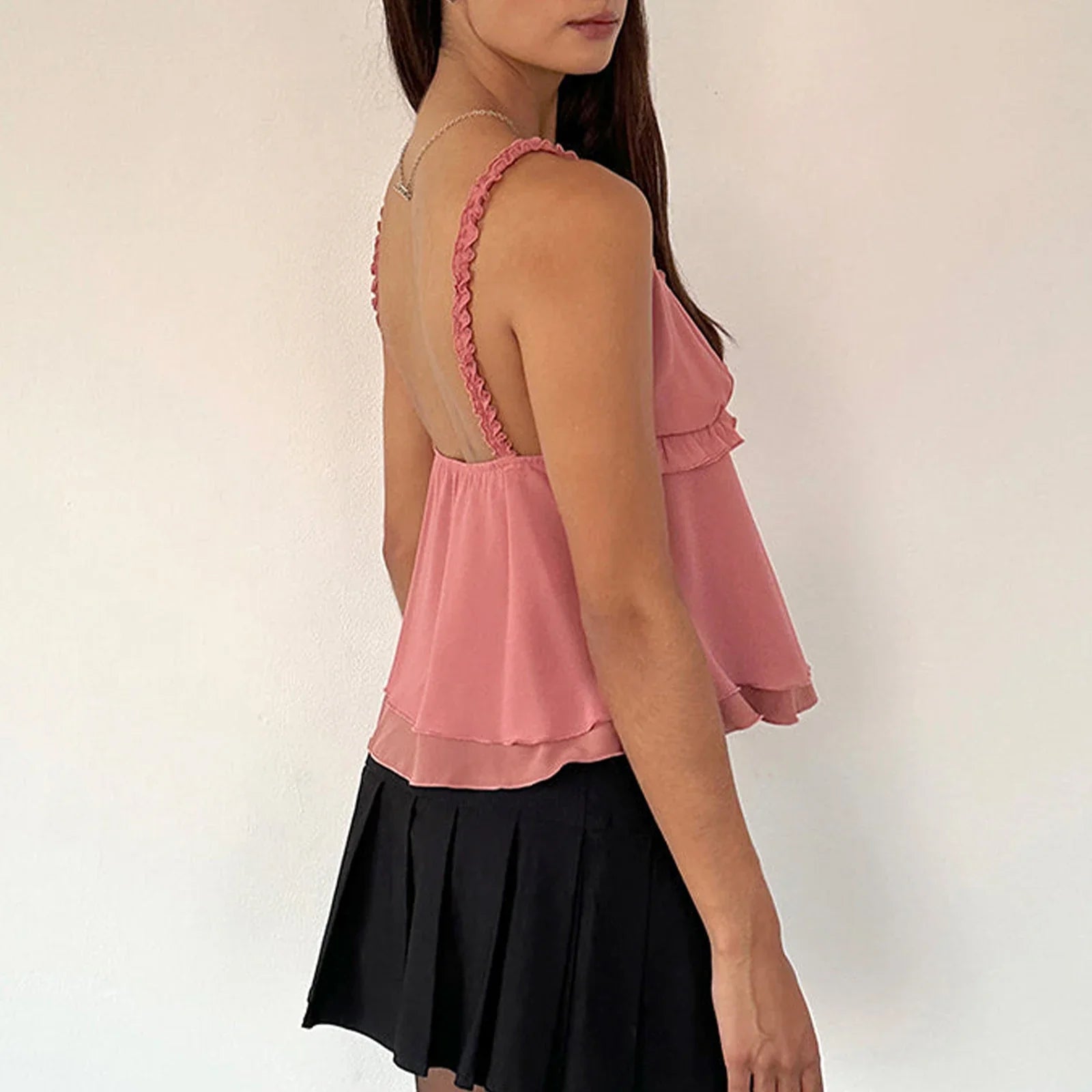 Frill Ruffle Square Crop Top