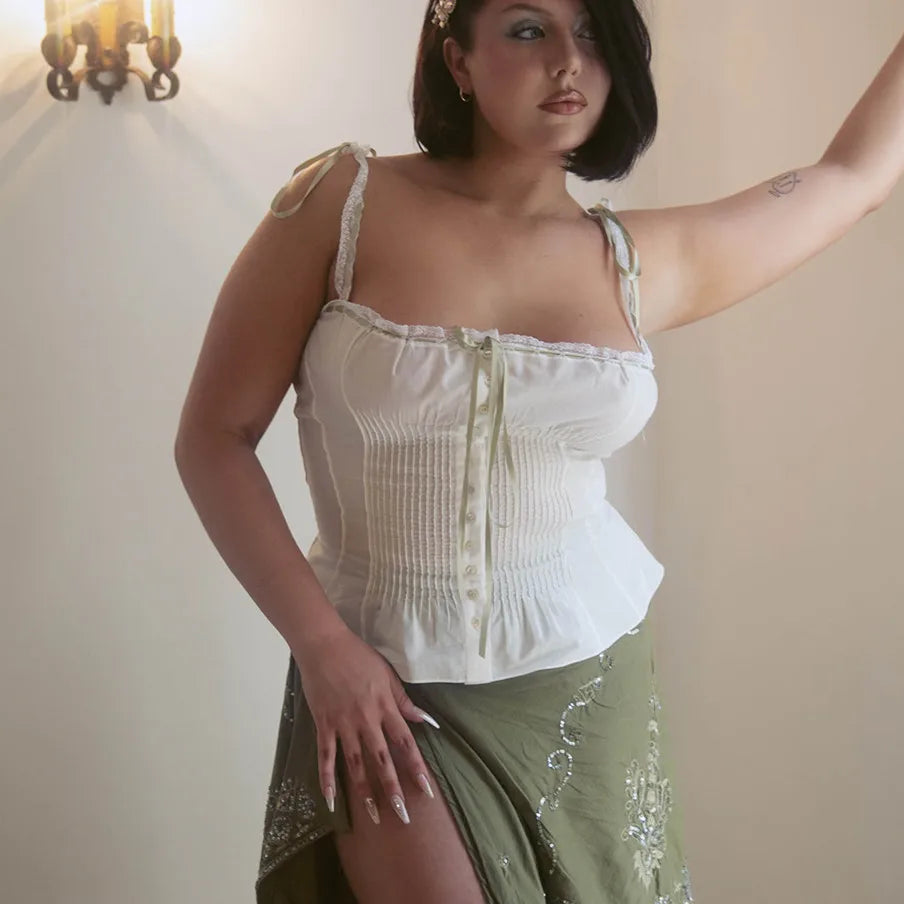 Lace Patchwork Bustier Crop Top