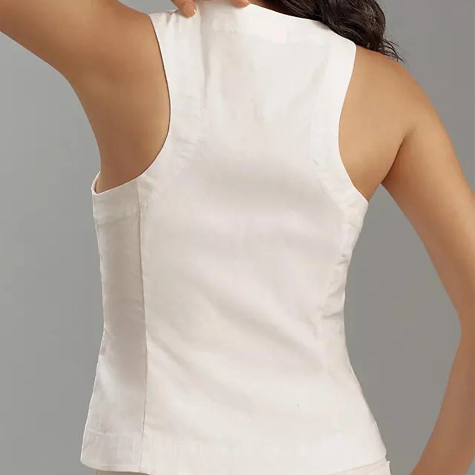 Button-Down Waistcoat Crop Top for Effortless Style