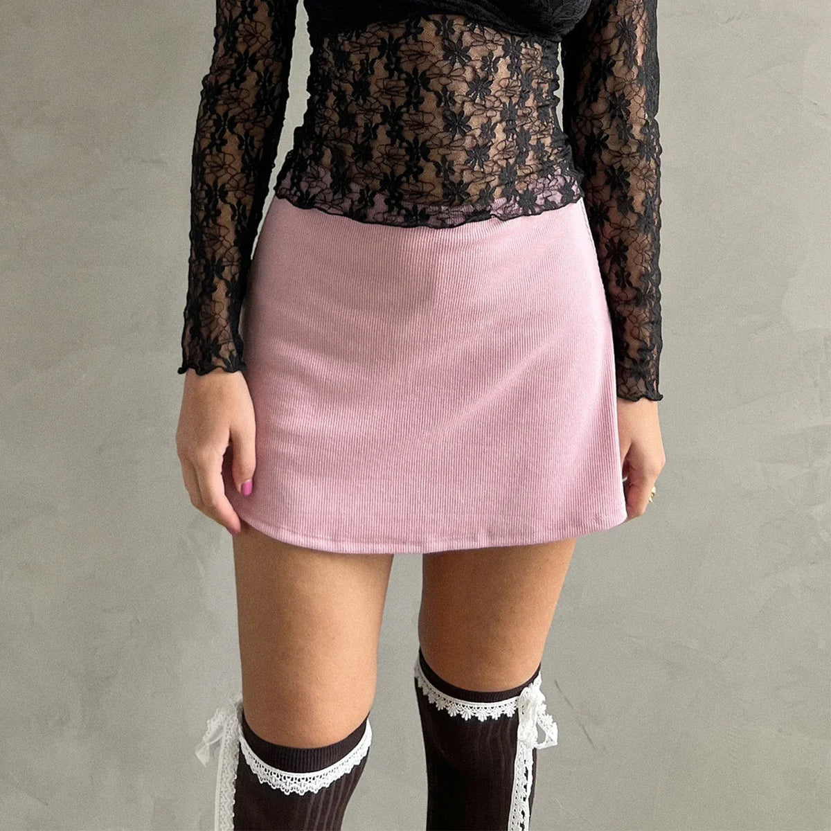 Elastic Side Slit Pencil Skirt