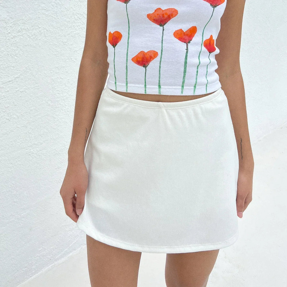 Elastic Side Slit Pencil Skirt WHITE / S skirts-250223