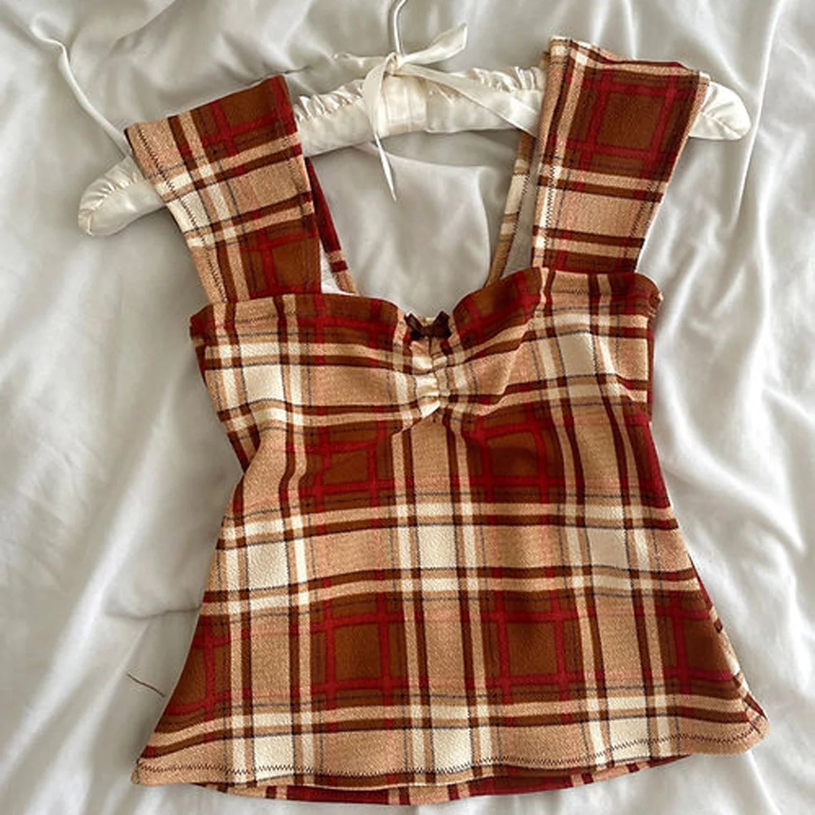 Plaid Stripes Square Crop Top