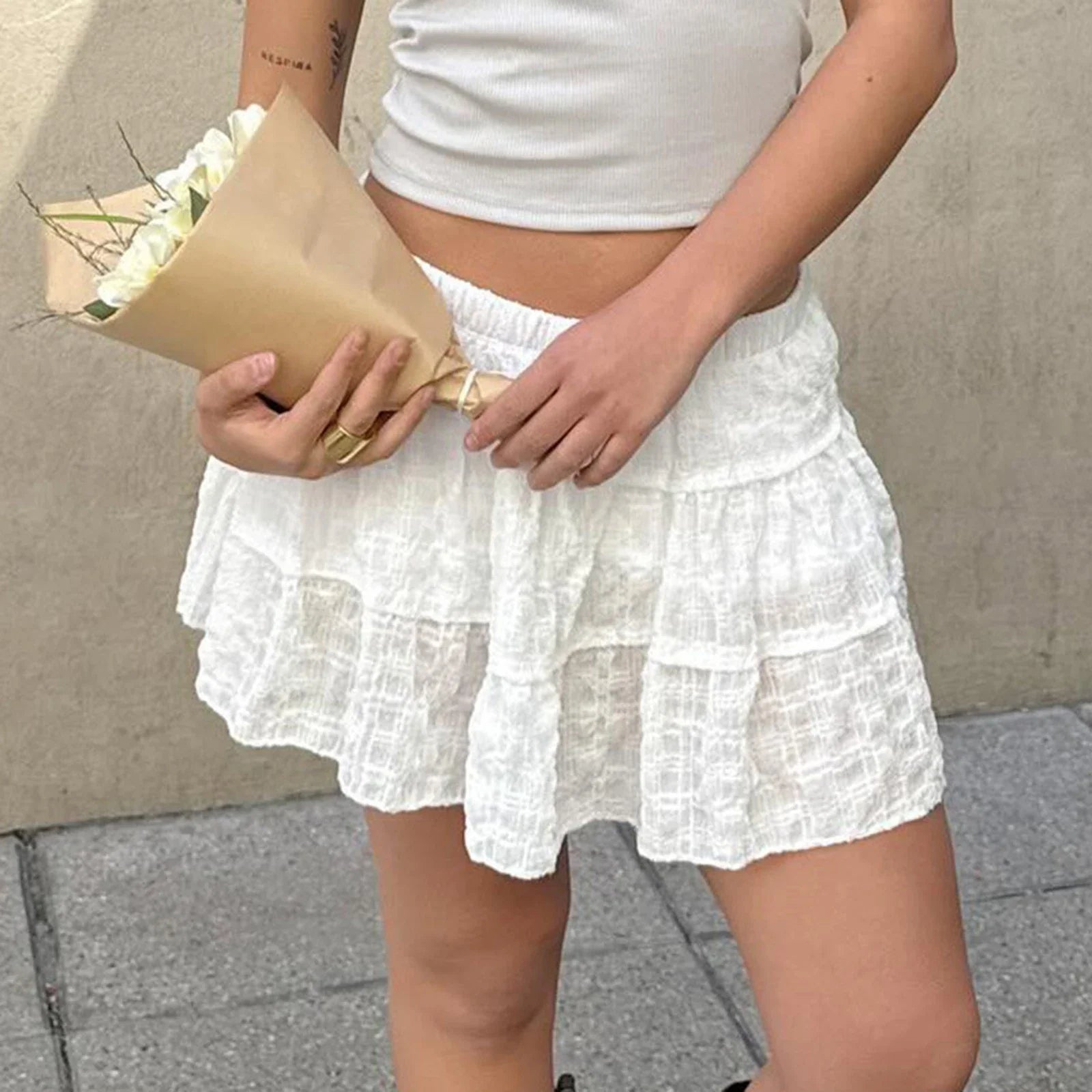 Frill Mini Skirt with Shorts Skirt