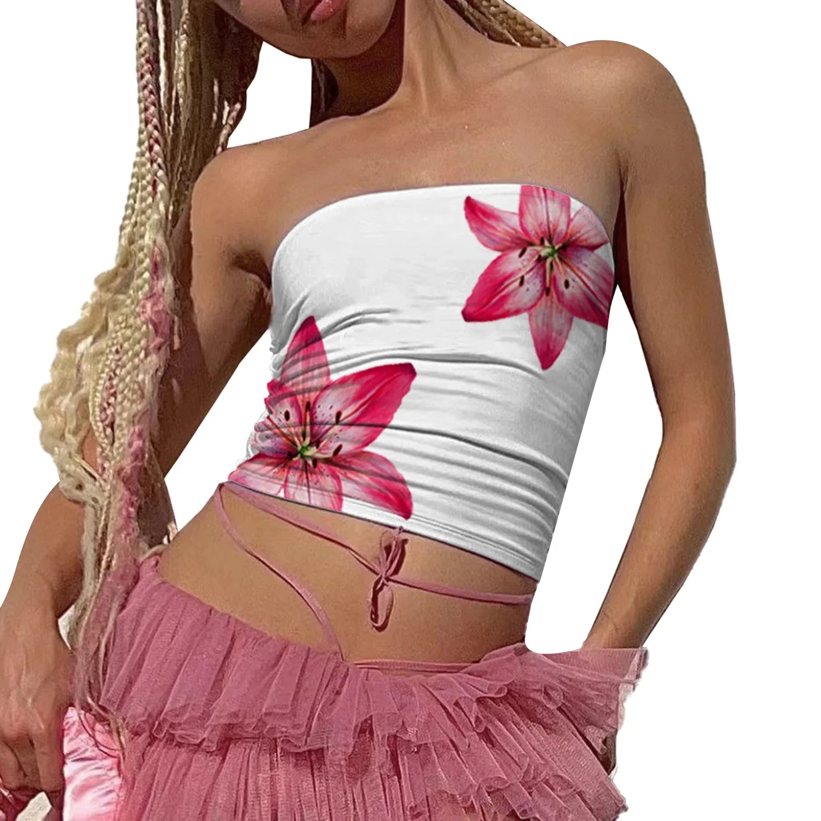 Vintage Strapless Slim Crop Top