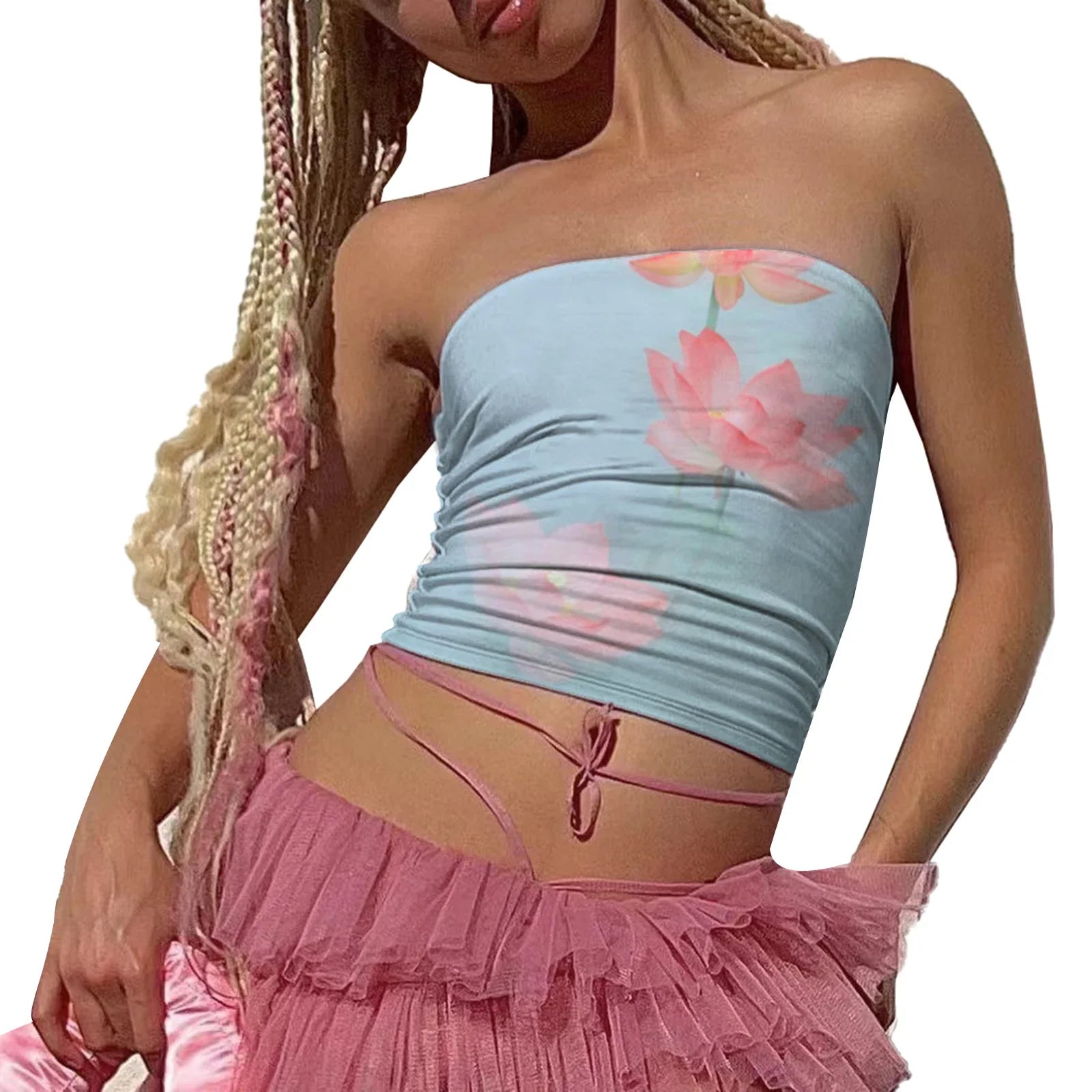 Vintage Strapless Slim Crop Top