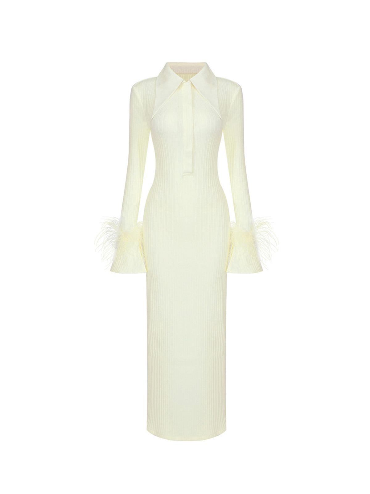 Ginger Long Sleeve Feather Bandage Dress