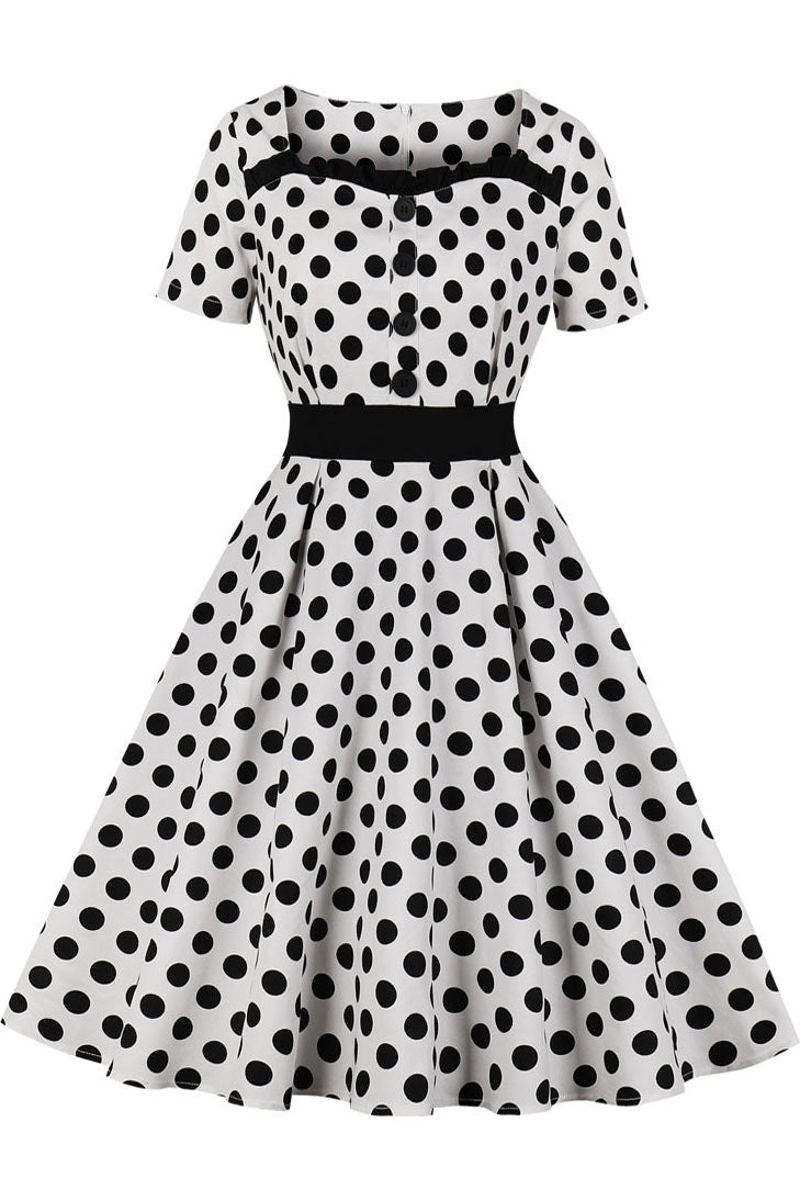 Gingham Square Collar Button Retro Dress - Mislish