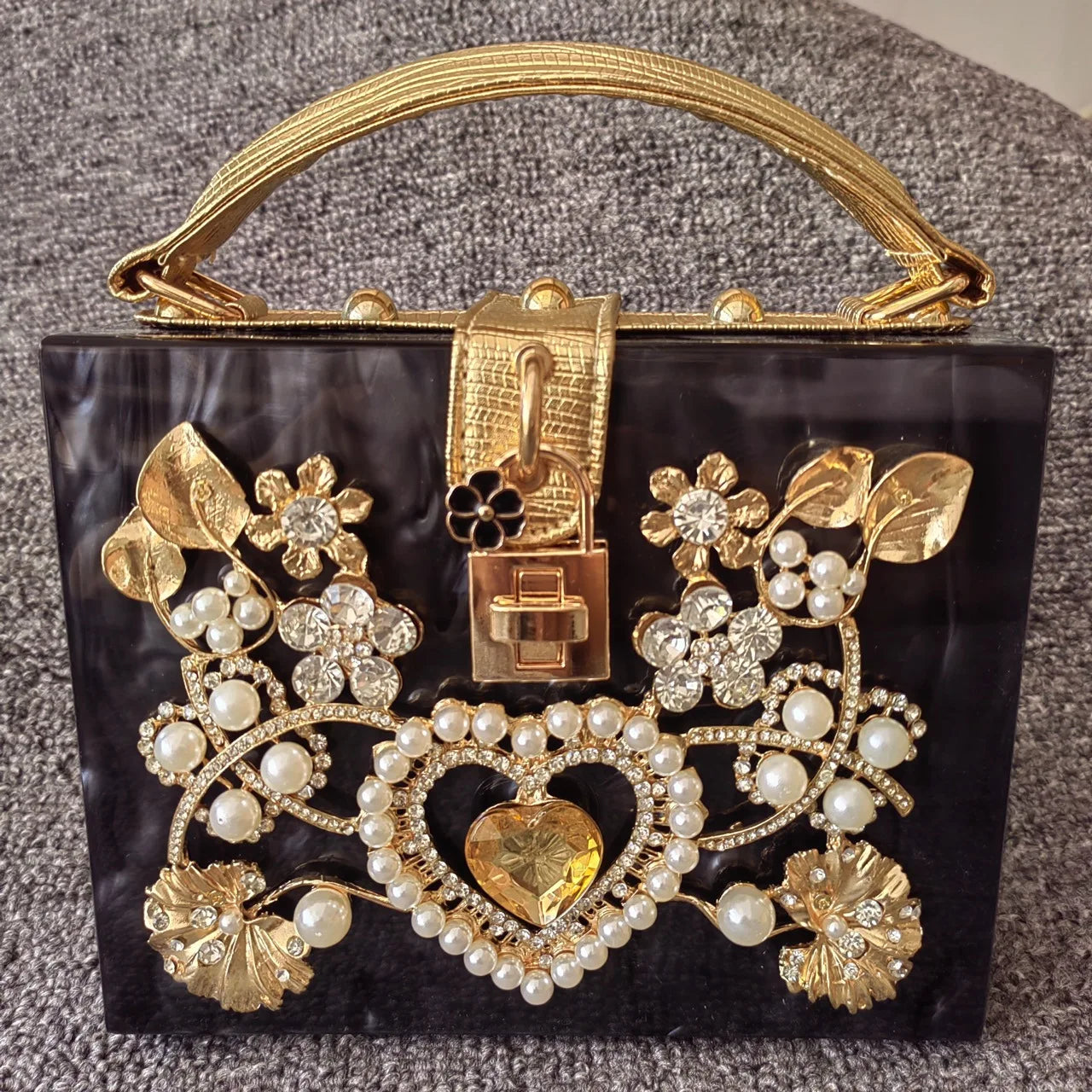 Bling Sequined Heart Evening Clutch Bag