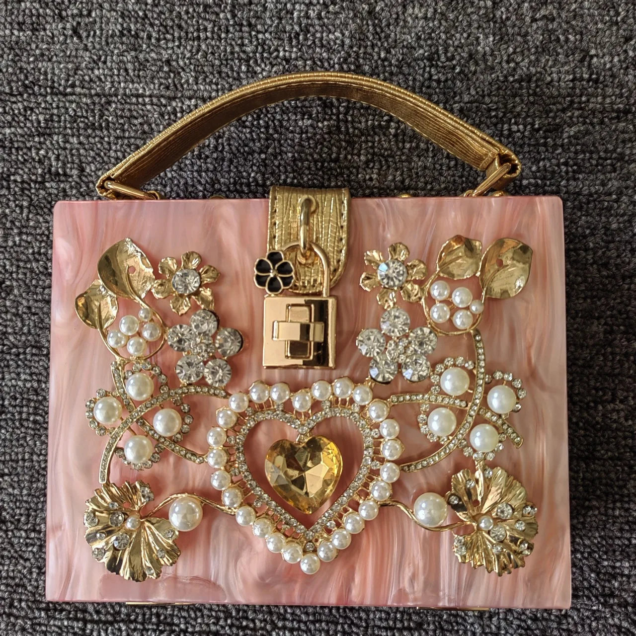 Bling Sequined Heart Evening Clutch Bag