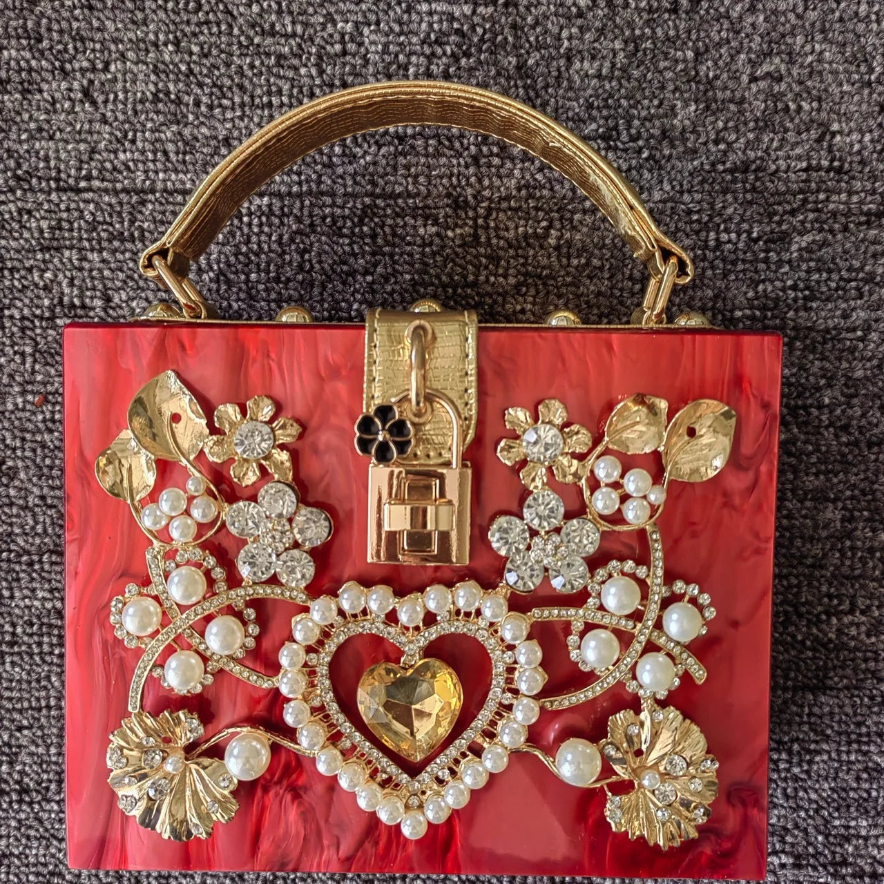 Bling Sequined Heart Evening Clutch Bag